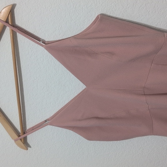 Dress The Population Midi Dress Blush Pink Wendy Sleeveless Plunging Ruffle Hem - Picture 5 of 14